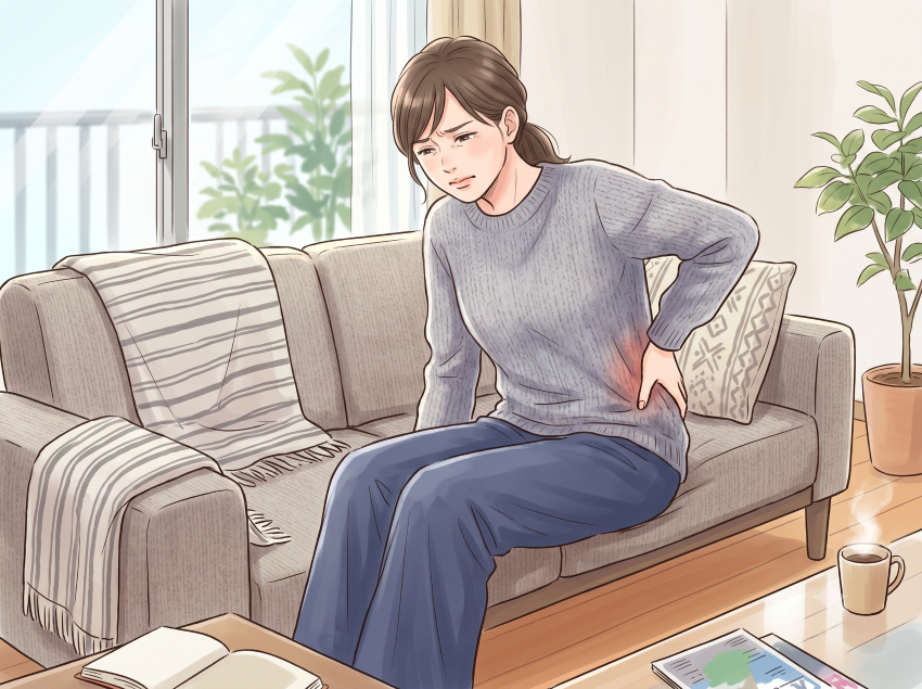 腰が痛そうな女性