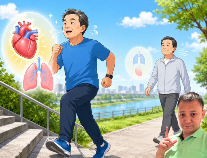 走っている６０代の男性