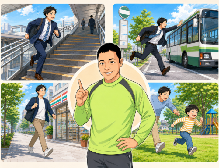 運動を紹介している男性