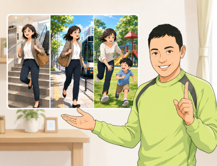 運動を説明している男性