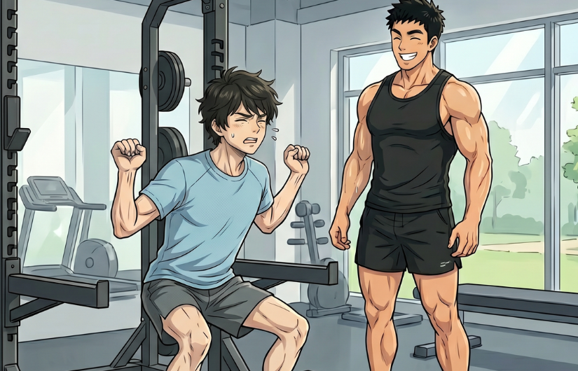 スクワットをしている男性