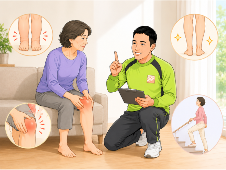 説明を聞いている女性