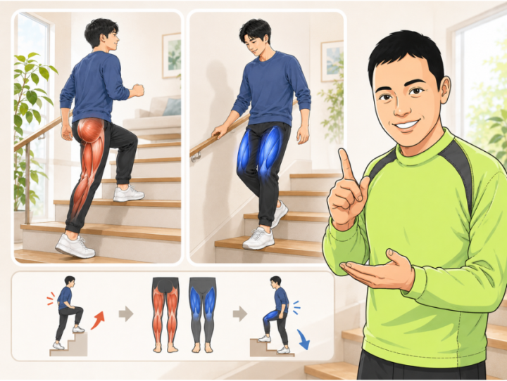 階段を上り下りしている男性