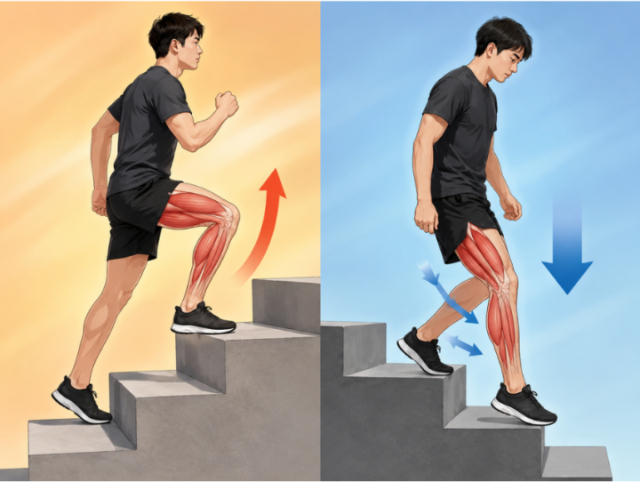 階段を上がったり下りたりしている男性