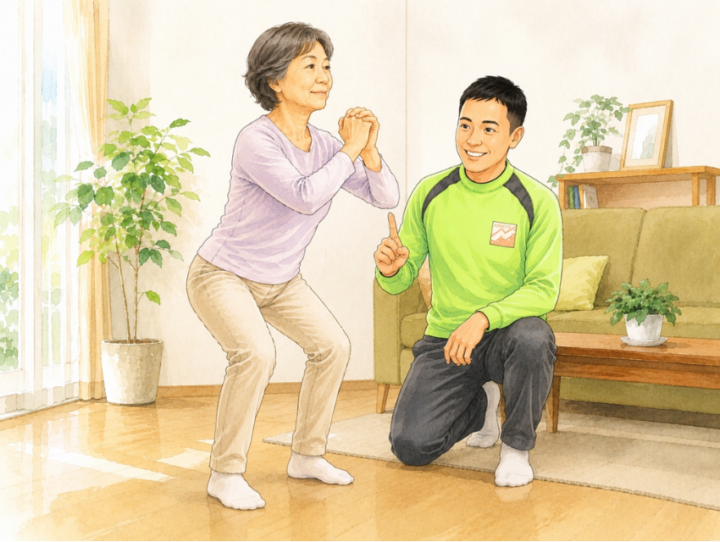 スクワットしている女性