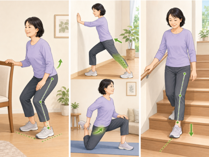 階段をおりている女性