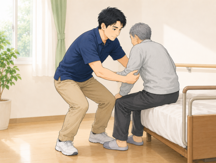介護の仕事をしている男性