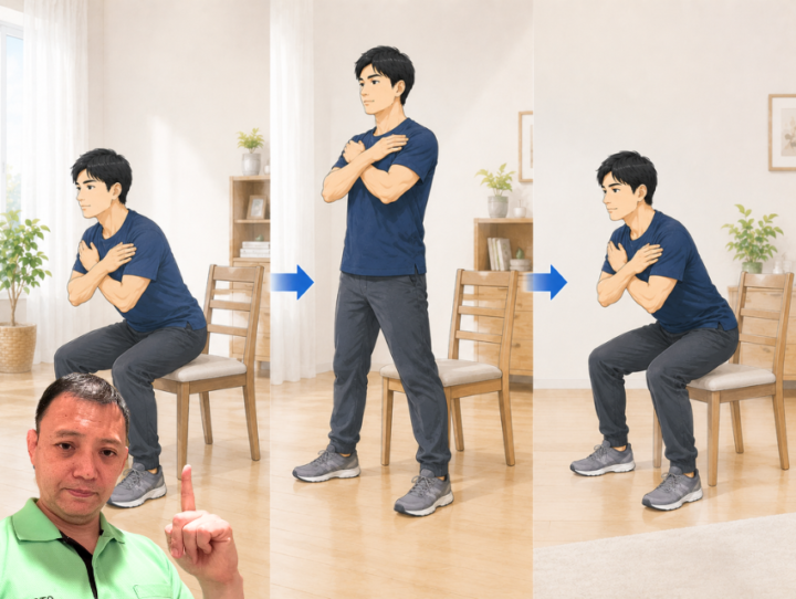 スクワットをしている男性