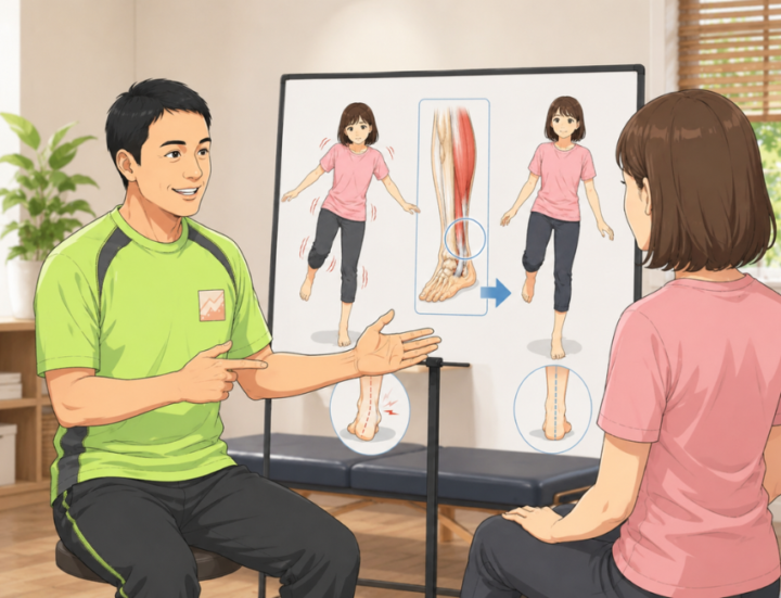 片足で立っている女性