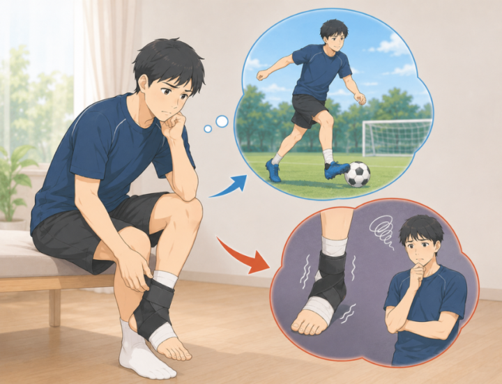 テーピングをしている男性