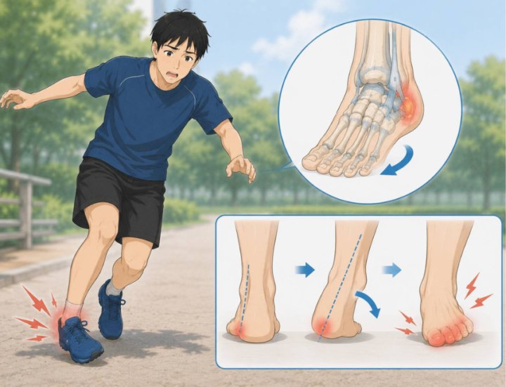 足首を捻った男性