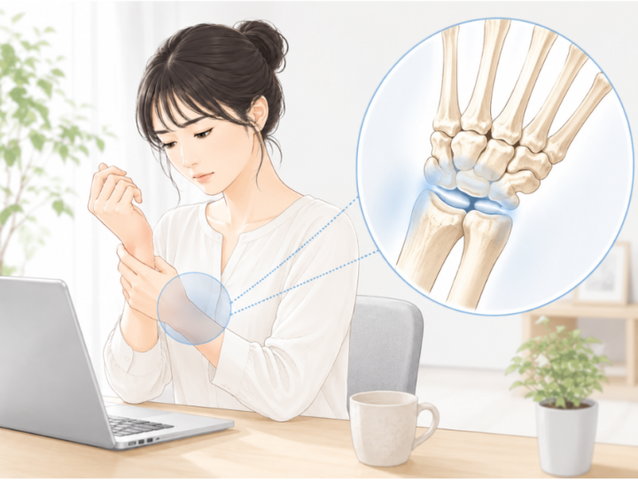 手首を抑えている女性