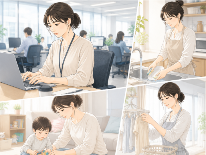パソコン作業している女性