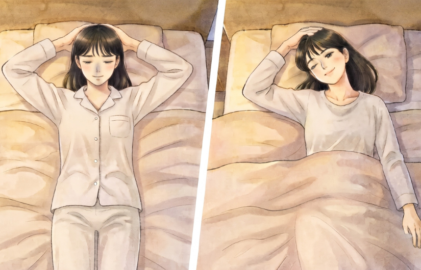 寝る前のストレッチのイラスト