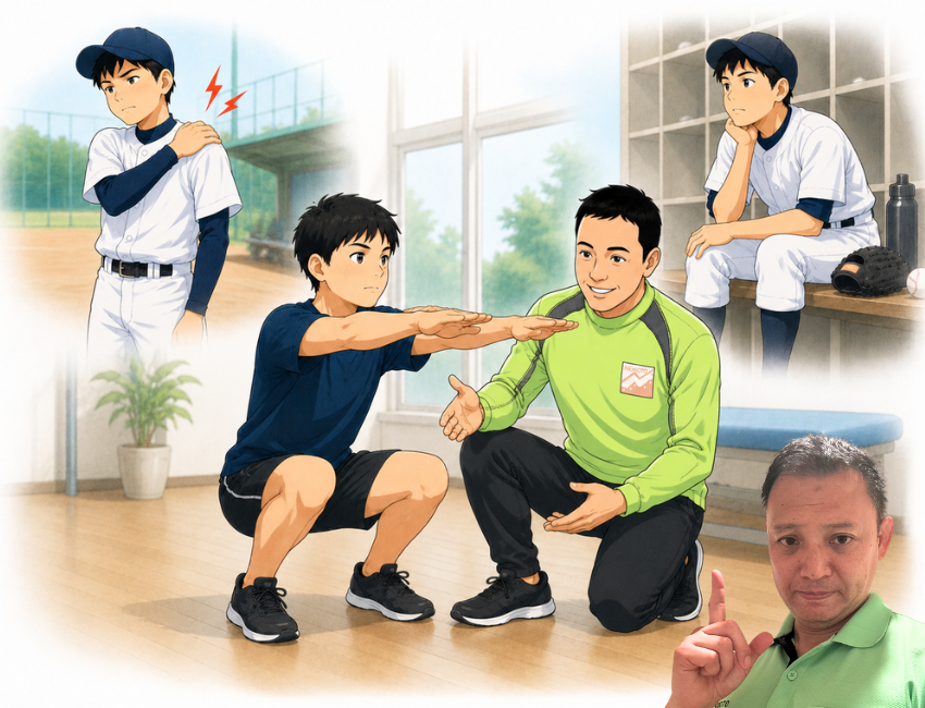 スクワットしている男性