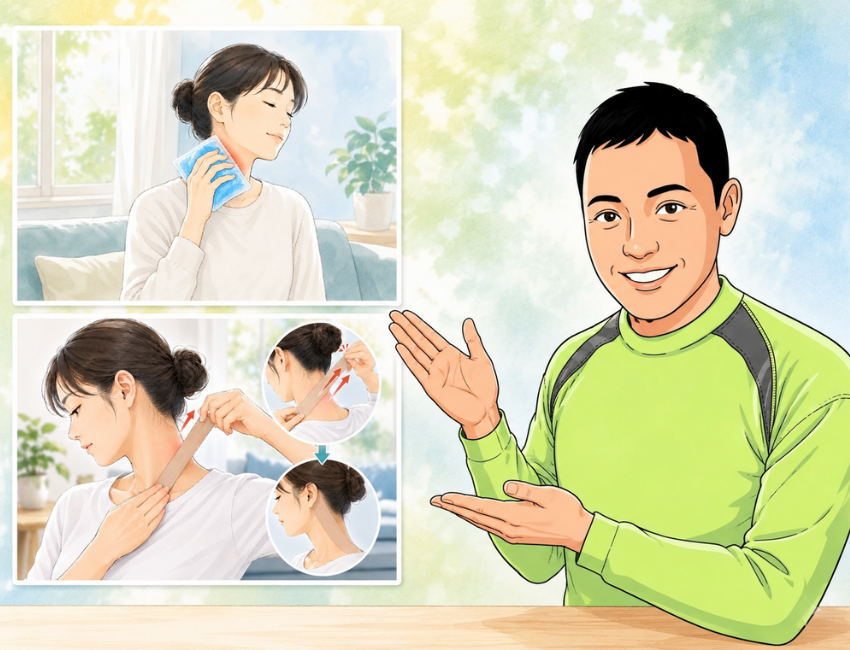 テーピングをしている女性