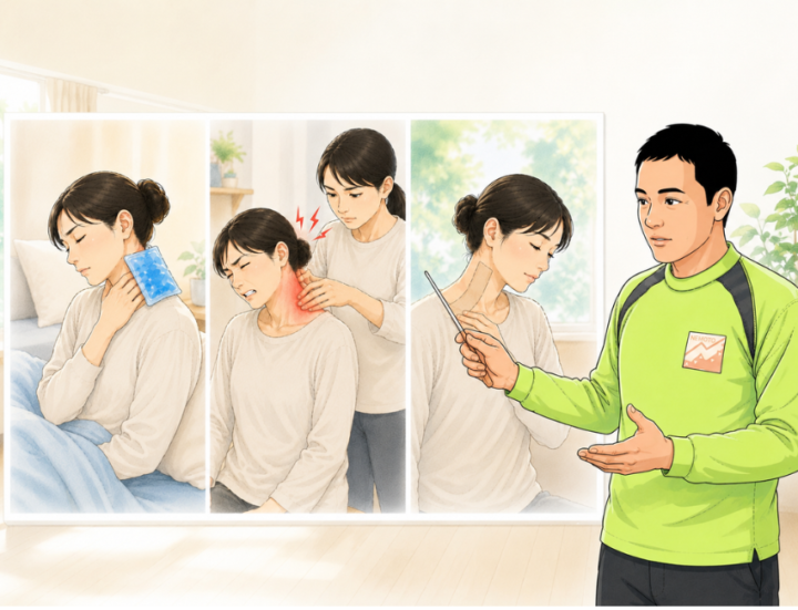 首を冷やしている女性