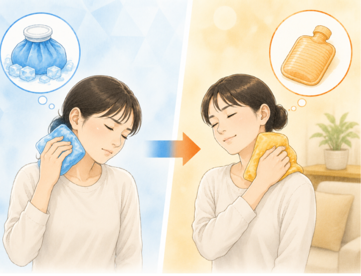 首を冷やしている女性