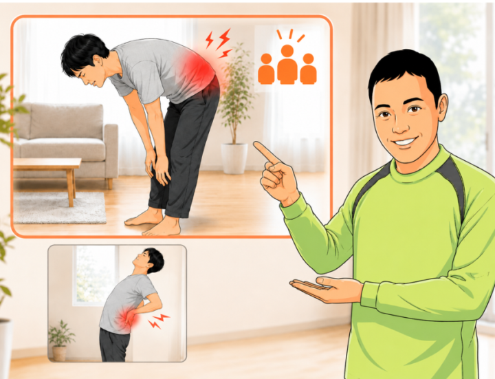 前屈をしている男性