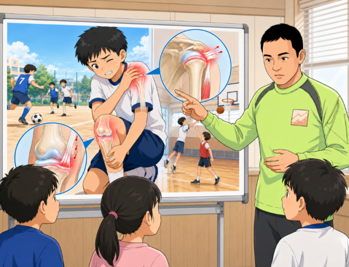 肩に手を当てている男性