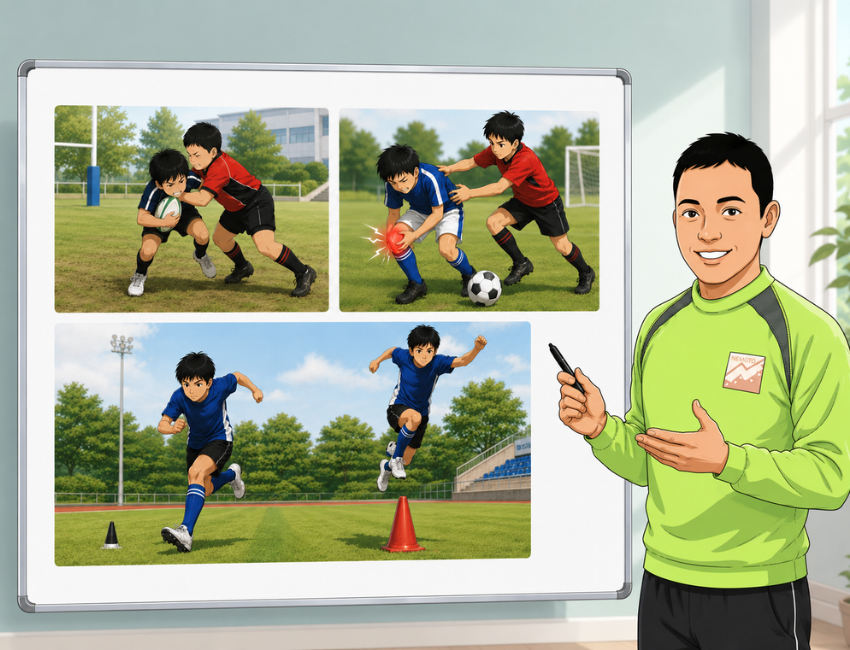 コンタクトスポーツをしている男性