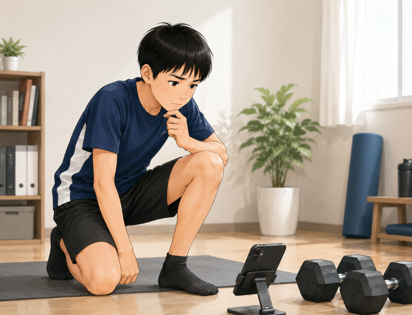 携帯の画面を見ている男性