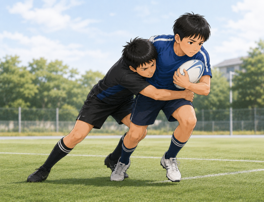 タックルをしている男性