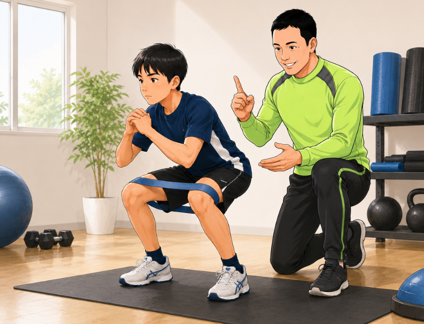 スクワットをしている男性