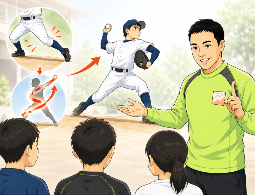 子供に説明している男性