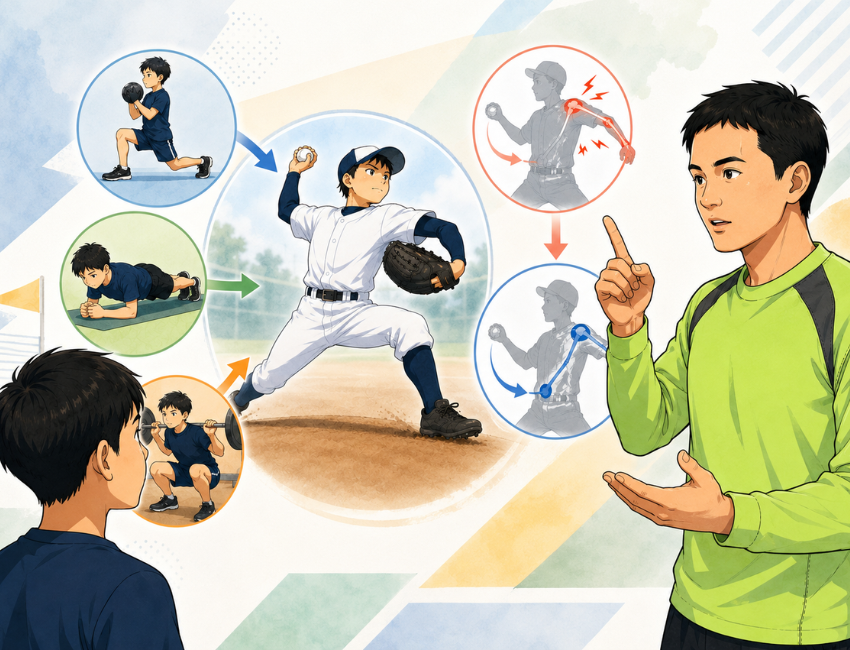 ピッチングをしている男性