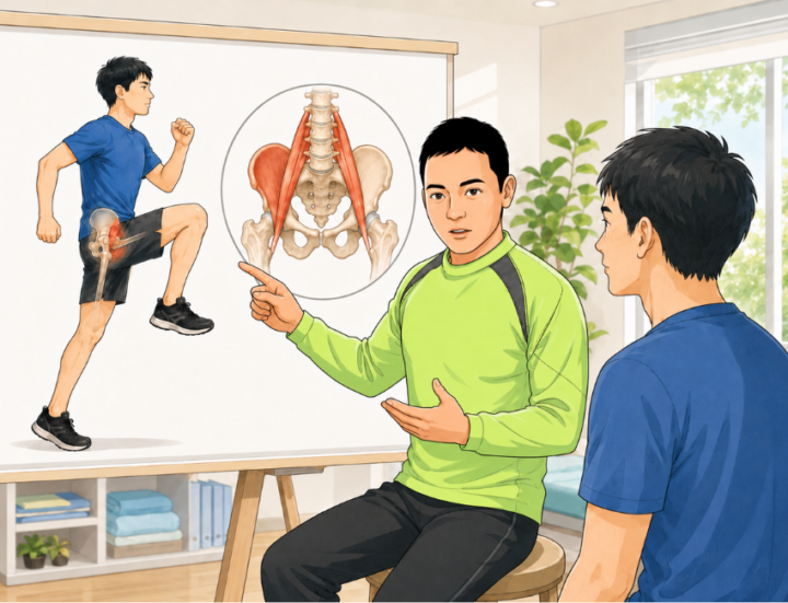 足を上げている男性