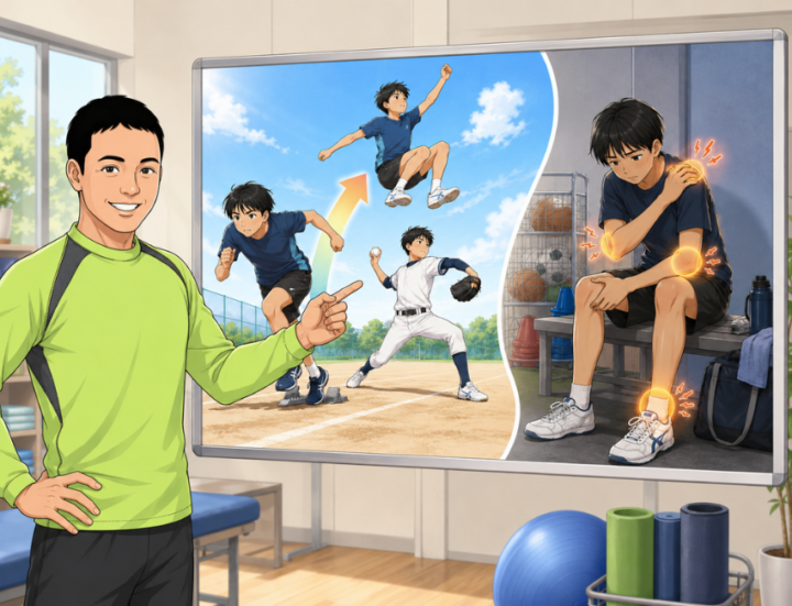 肩に手を当てている男性
