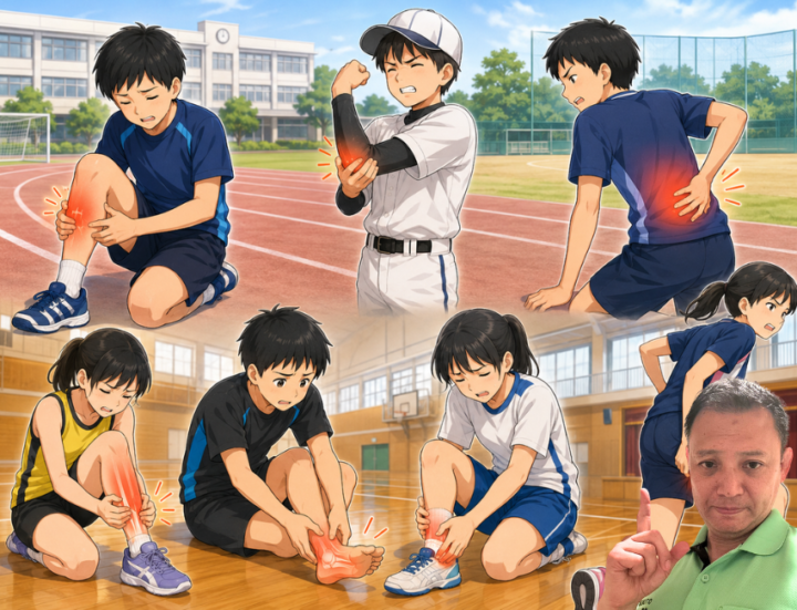 腰に手を当てている少年