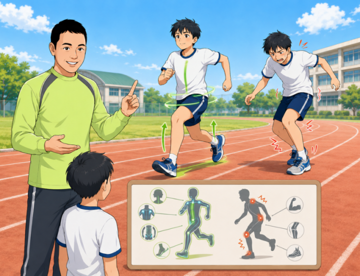 子供に説明をしている男性