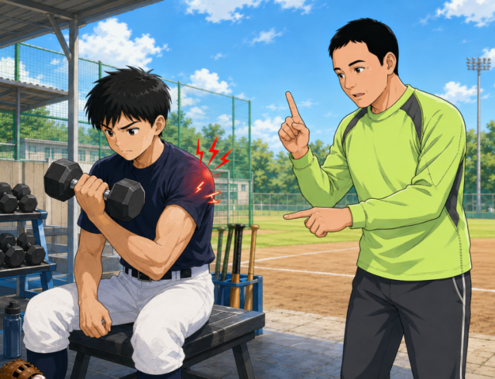 ダンベルを持っている男性