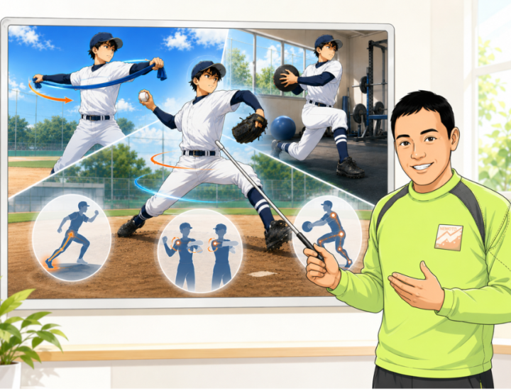 投球動作をしている男性