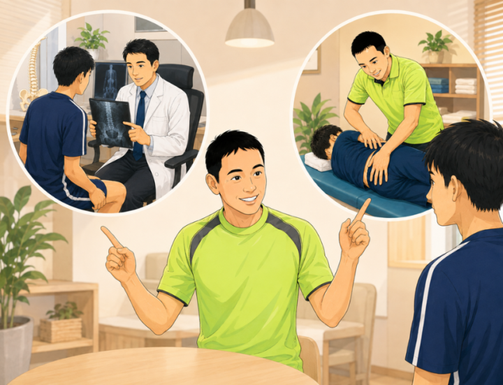 説明を聞いている男性