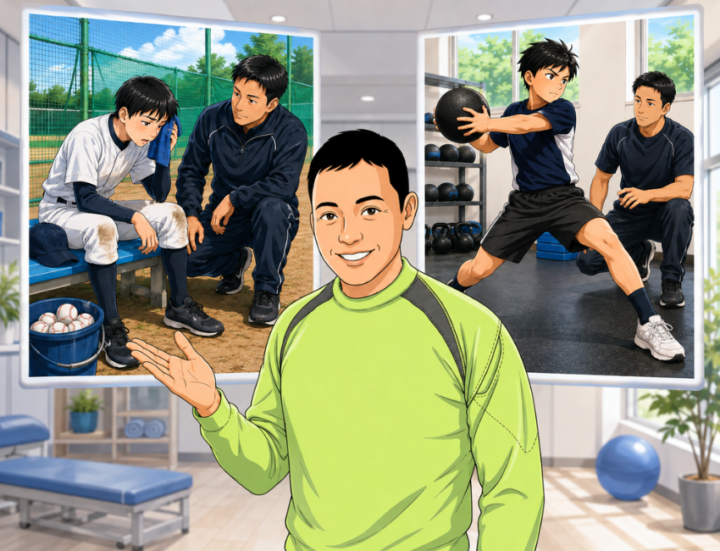 ボールを使った運動をしている男性