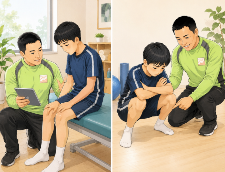 しゃがんでいる男性