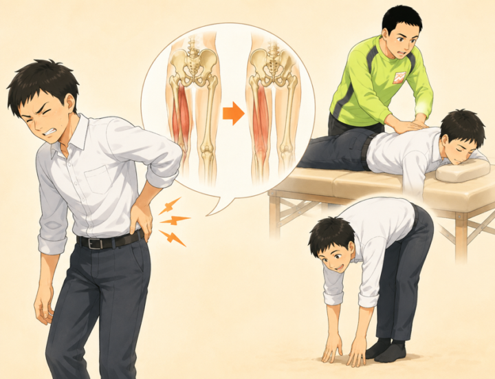 ハムストリングスが硬いと腰痛になると言う説明