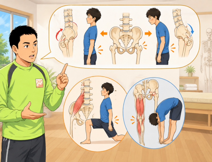 姿勢について説明している男性