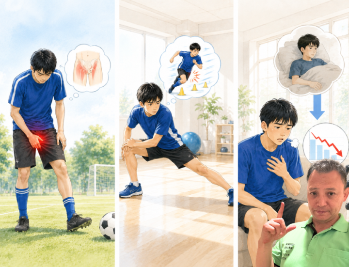 手を抑えている男性