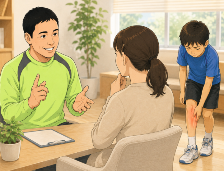 親に説明している男性