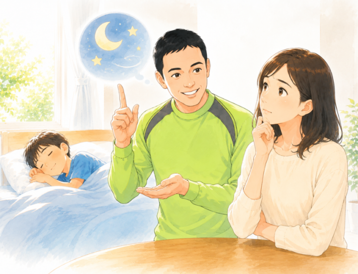 睡眠について説明をしている男性