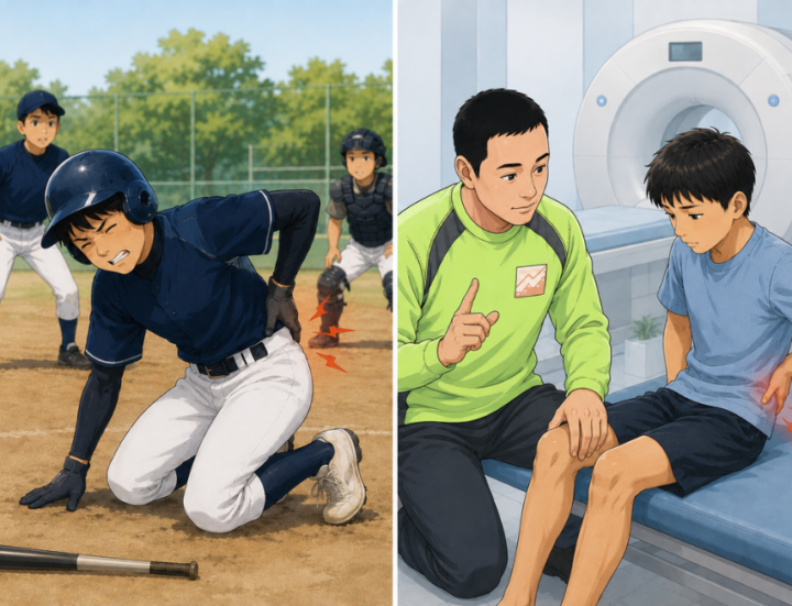 腰に手を当てている男性