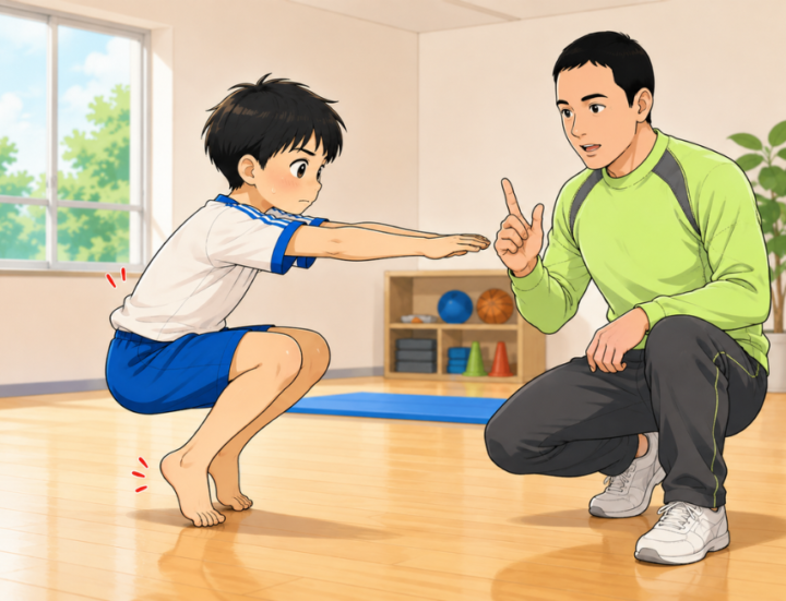 しゃがんでいる男性