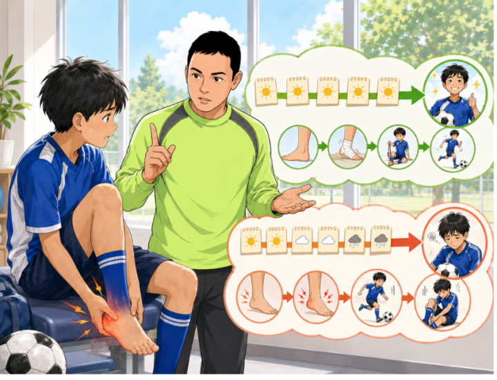 男の子に説明をしている男性