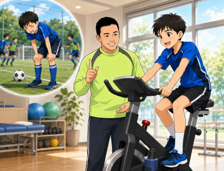 エアロバイクをしている男性
