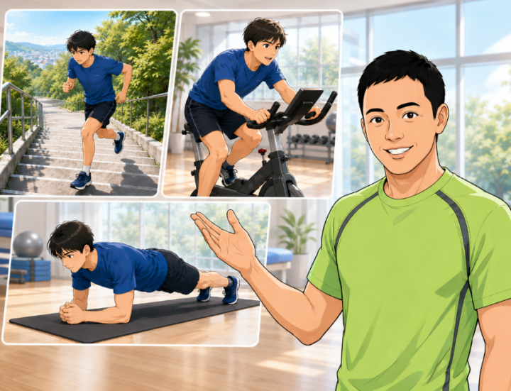 坂道を走っている男性