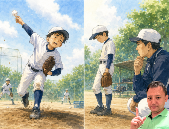 投球をしている男性